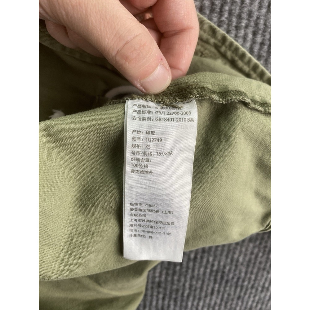 Abercrombie & Fitch Jacket Womens Extra Small Green Canvas Army Flowers Utility - Picture 9 of 12